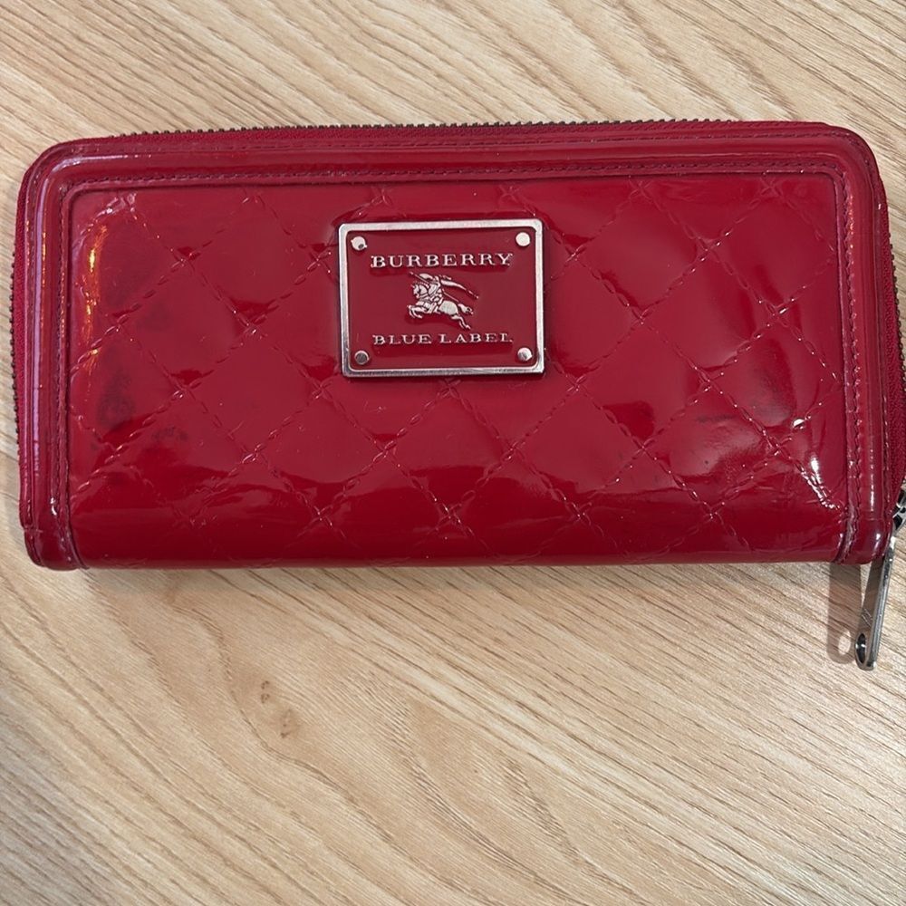 BURBERRY Blue Label Nova Patent Leather Bi-fold Long Wallet & COA
